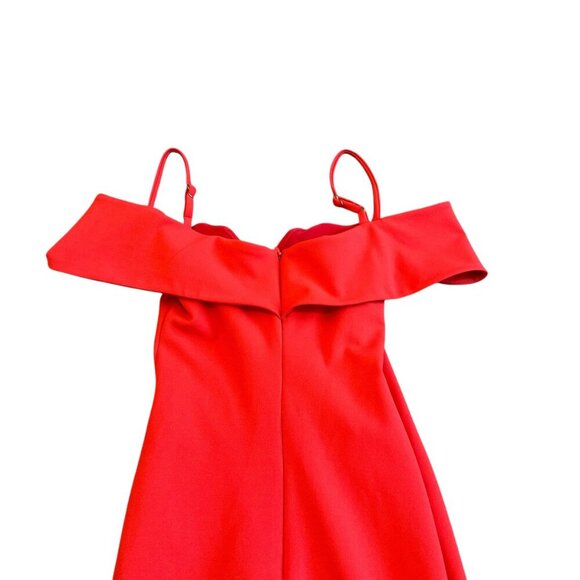 Noookie Bold Red Off-Shoulder Fitted Sheath Dress Spaghetti Strap Size Small - Picture 9 of 12